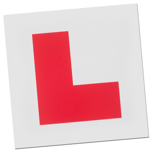 L-skilt for øvelseskjøring